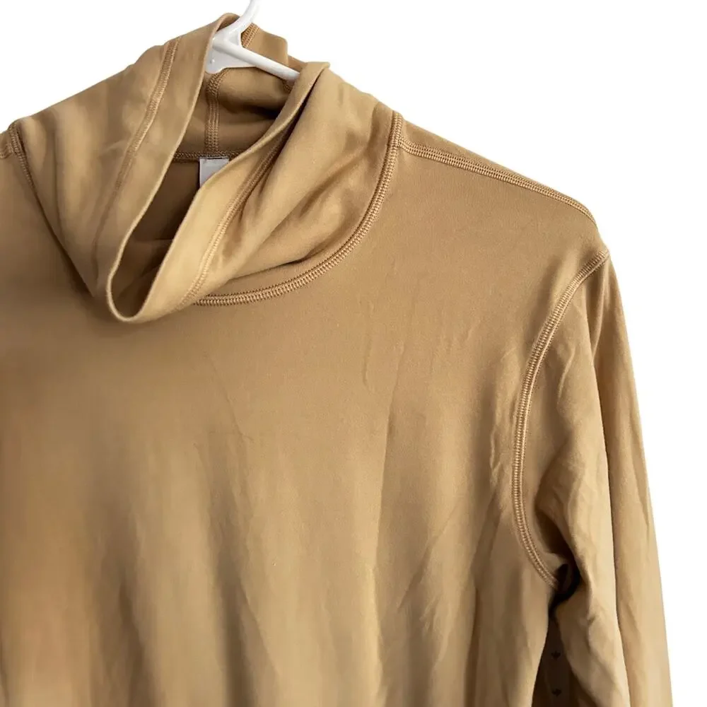Lululemon Ready to Rulu Pullover 2 Pecan Tan Butter Yellow Top Turtleneck Mock